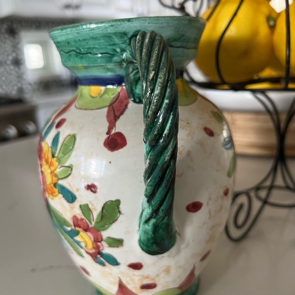SOLD Vintage Italian Pottery Vase Braided Handles - Picture 5 of 7